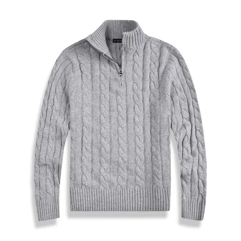 Kris | Men's Quarter-Zip Cable Knit Sweater - Image 6