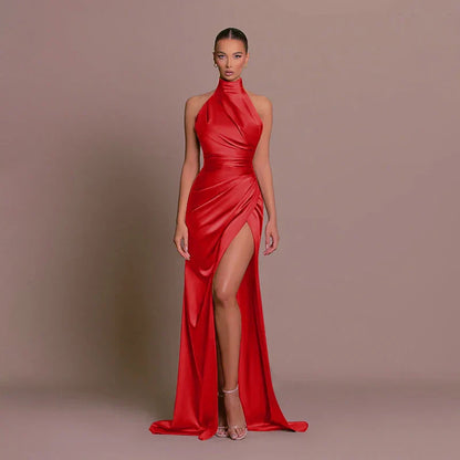 Carla | Elegant High-Slit Satin Evening Dress - Image 7
