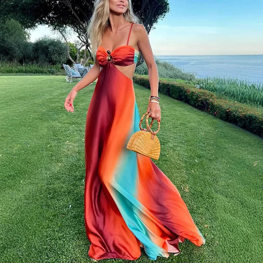 Gail | Elegant Satin Maxi Dress with Knot Front - Image 1