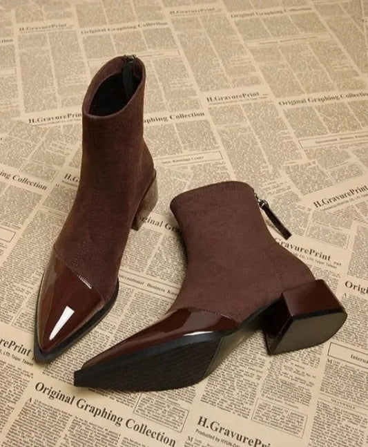 Joyce | Women's Pointed Toe Block Heel Ankle Boots - Image 1
