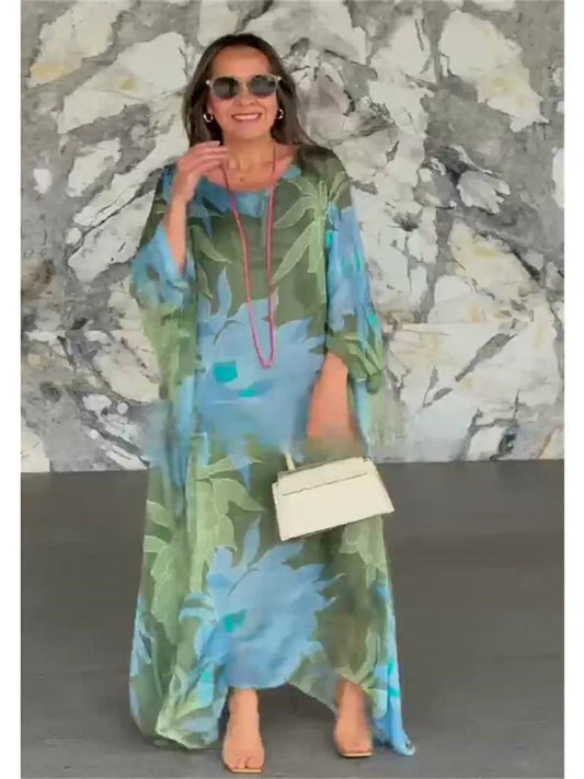Fatima | Floral Printed Breezy Kaftan for Effortless Elegance - Image 1