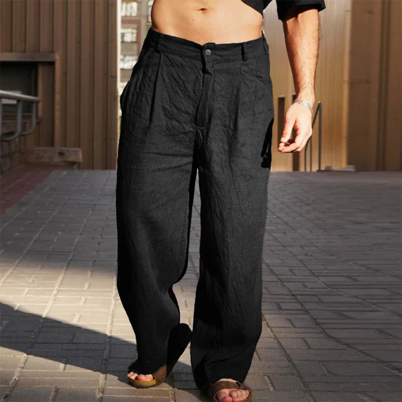 Darren | Stylish Wide-Leg Linen Trousers for Men - Image 11