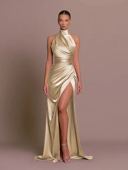 Carla | Elegant High-Slit Satin Evening Dress - Image 5