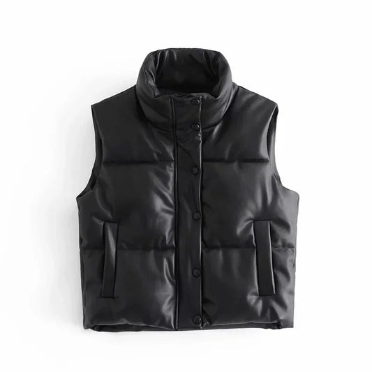 Kathleen | Women's High Collar Quilted Puffer Vest - Image 1