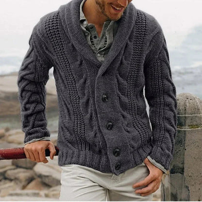 Raymond | Men's Shawl Collar Cable Knit Jacket - Image 3