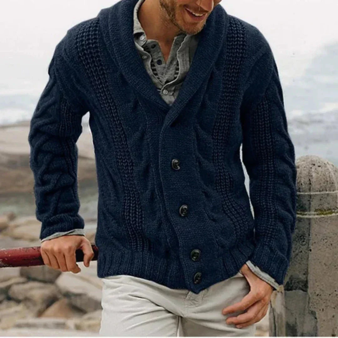 Raymond | Men's Shawl Collar Cable Knit Jacket - Image 1