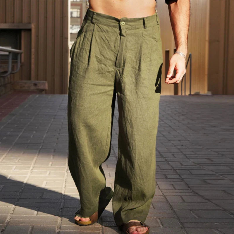 Darren | Stylish Wide-Leg Linen Trousers for Men - Image 3