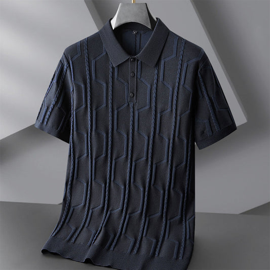Jeremy | Jacquard Short Sleeve Men's Polo Shirt - Image 1
