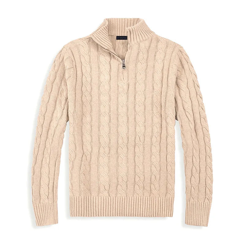 Kris | Men's Quarter-Zip Cable Knit Sweater - Image 10