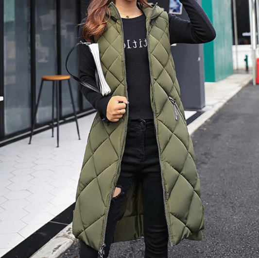 Gale | Women's Long Hooded Puffer Vest - Image 1