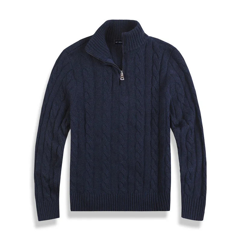 Kris | Men's Quarter-Zip Cable Knit Sweater - Image 8