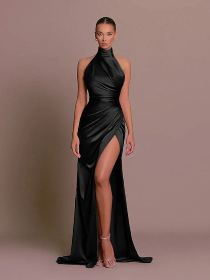 Carla | Elegant High-Slit Satin Evening Dress - Image 6