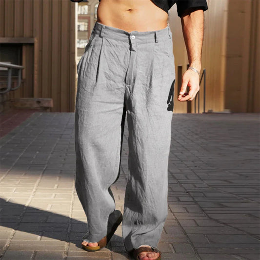Darren | Stylish Wide-Leg Linen Trousers for Men - Image 6