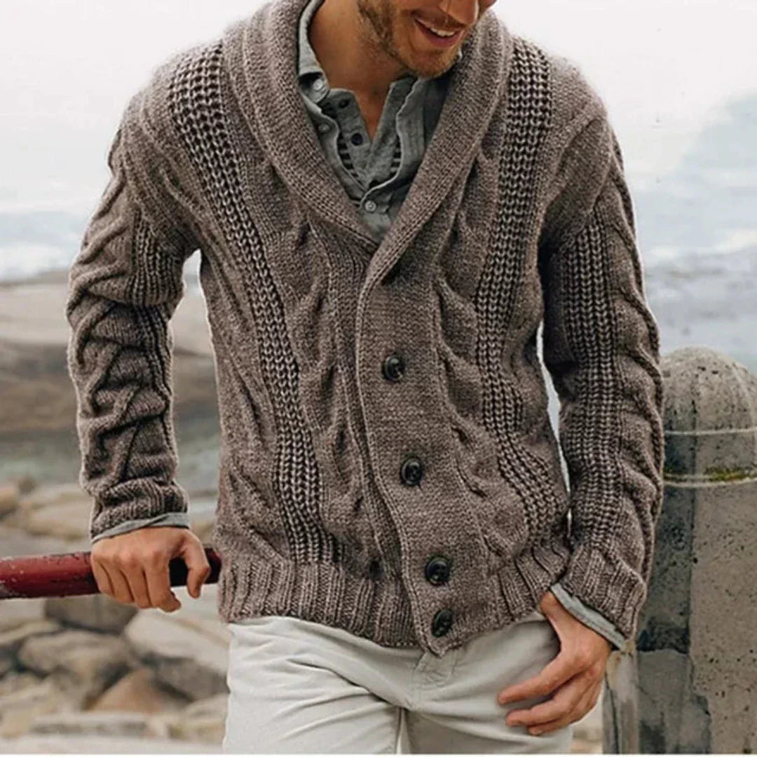 Raymond | Men's Shawl Collar Cable Knit Jacket - Image 2