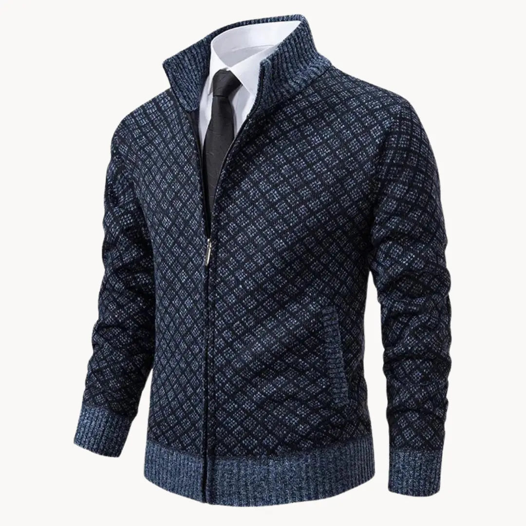 Damon | Men's Full-Zip Patterned Sweater Jacket - Image 2