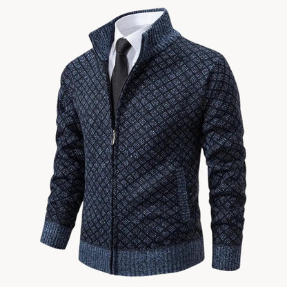 Damon | Men's Full-Zip Patterned Sweater Jacket - Image 2