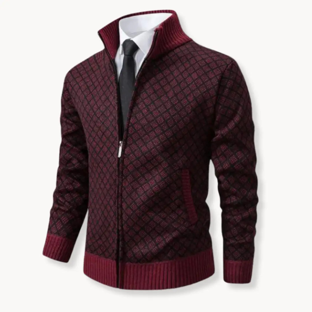 Damon | Men's Full-Zip Patterned Sweater Jacket - Image 5