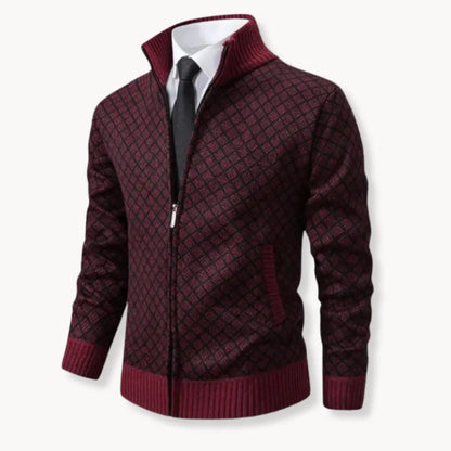Damon | Men's Full-Zip Patterned Sweater Jacket - Image 5