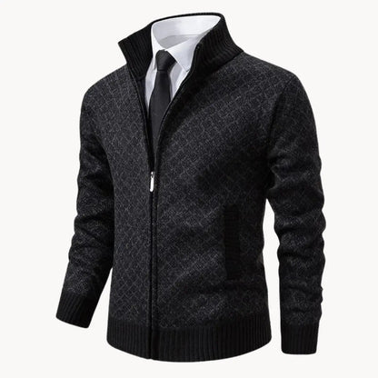 Damon | Men's Full-Zip Patterned Sweater Jacket - Image 1