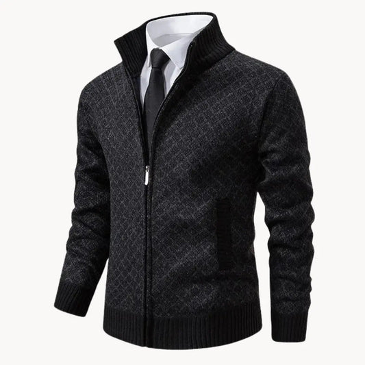 Damon | Men's Full-Zip Patterned Sweater Jacket - Image 1