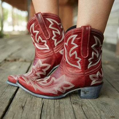 Megan | Women's Embroidered Ankle Cowboy Booties - Image 2