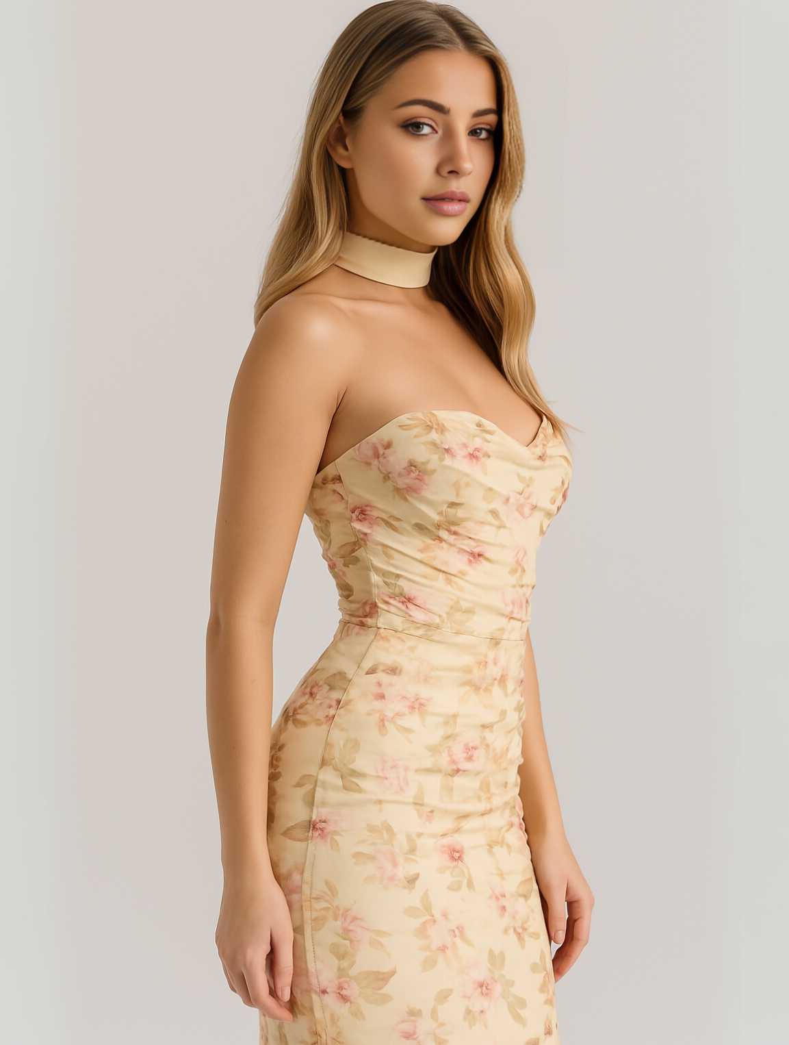 Phyllis | Elegant Strapless Choker Dress - Image 11