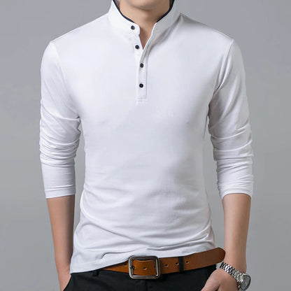 Shane | Men's Slim-Fit Long Sleeve Polo Shirt - Image 3