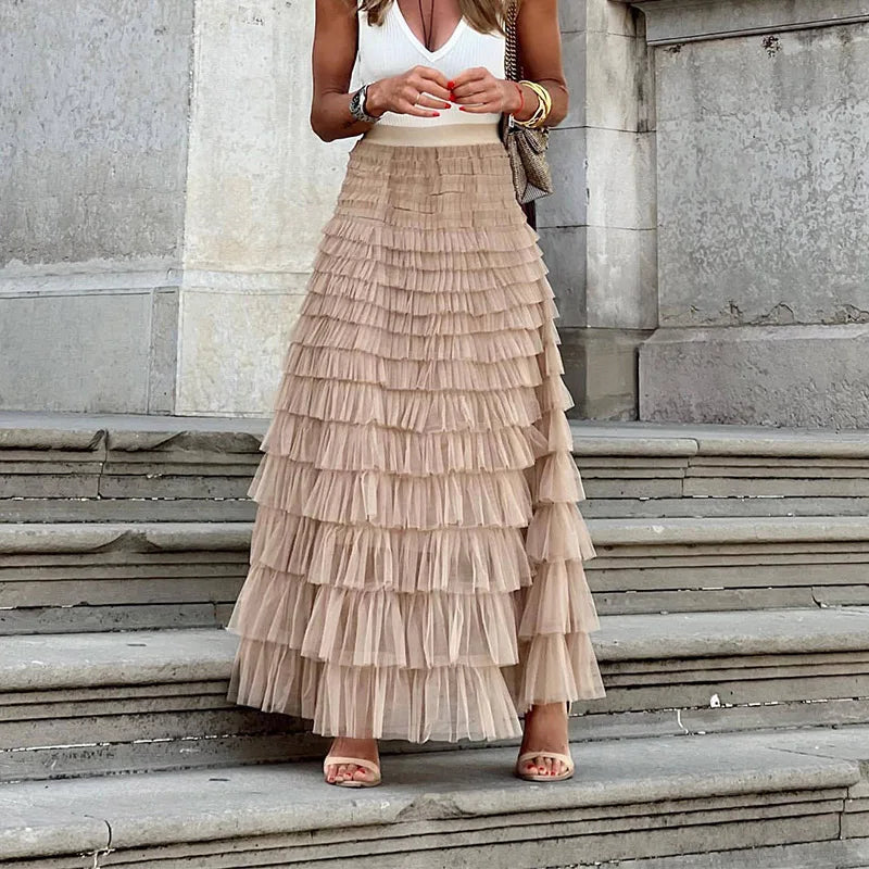 Theresa | Elegant Tulle Midi Skirt for Women - Image 1