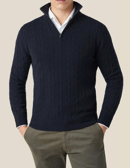 Dawson | Men's Quarter Zip Cable Knit Sweater - Image 3