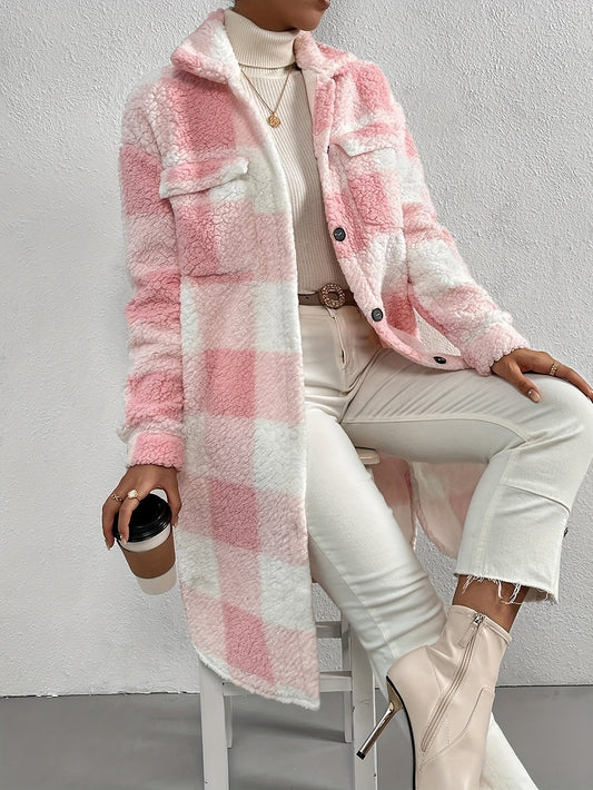 Donna | Women's Oversized Longline Plaid Coat - Image 1