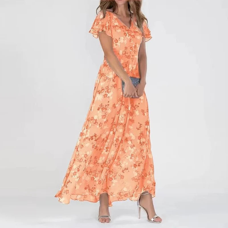 Image of Allison | Women's V-Neck Floral Maxi Dress
