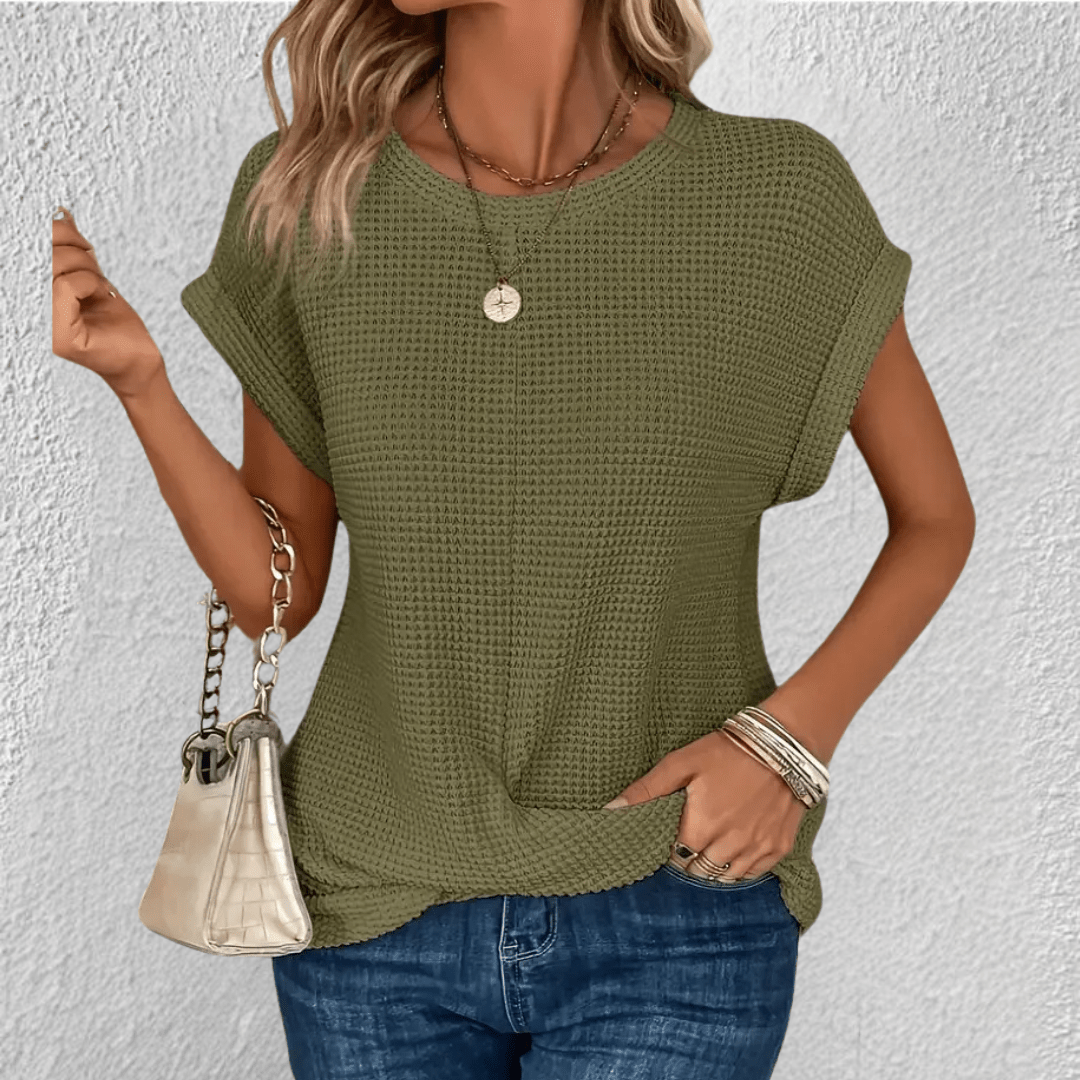 Image of Amber | Women's Twist Front Waffle Knit Top