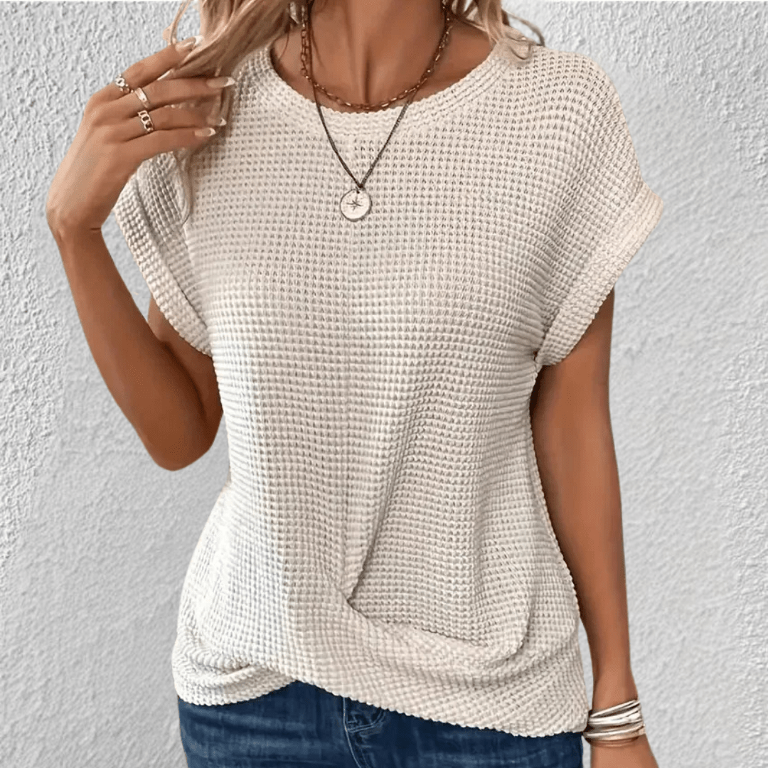 Image of Amber | Women's Twist Front Waffle Knit Top