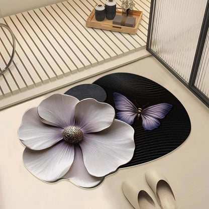 Artistic Floral Pattern Bath Mat