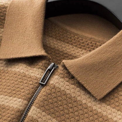 Jared | Men's Half-Zip Striped Polo Shirt - Image 4