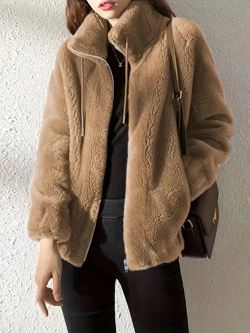 Phoebe | Women's Faux Fur Zip-Up Coat - Image 2