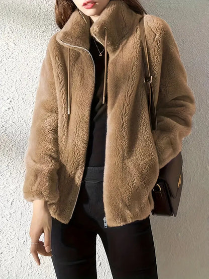 Phoebe | Women's Faux Fur Zip-Up Coat - Image 2