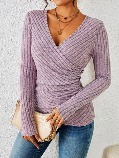 Image of Barbara | Women's Long Sleeve V-Neck Wrap Top