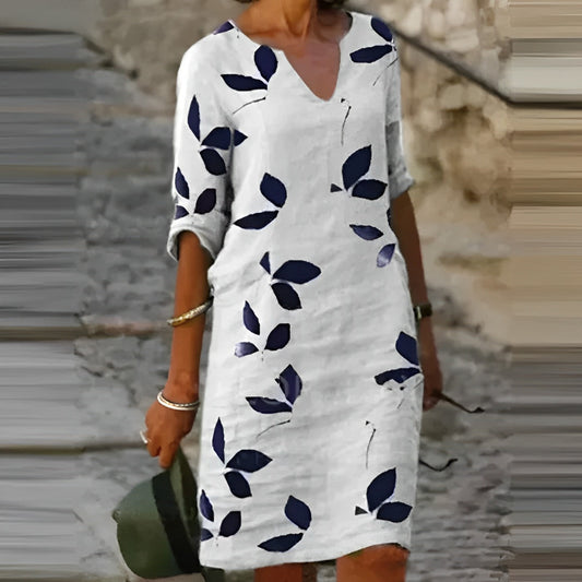 Kylie | Elegant Leaf Print Dress for Sophisticated Women - Image 1