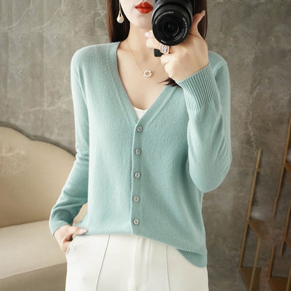 Joy | Women's V-Neck Button-Front Long Sleeve Cardigan - Image 2