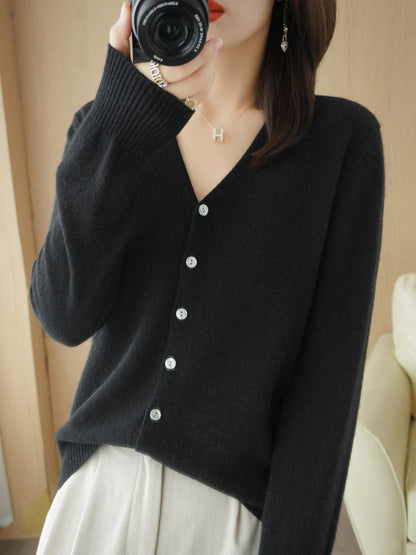 Joy | Women's V-Neck Button-Front Long Sleeve Cardigan - Image 3