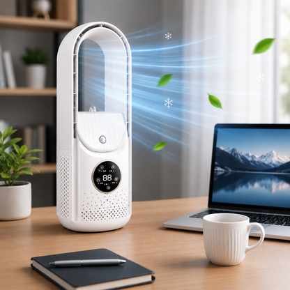 Bladeless Portable Air Cooler - Quiet & Compact Cooling for Home