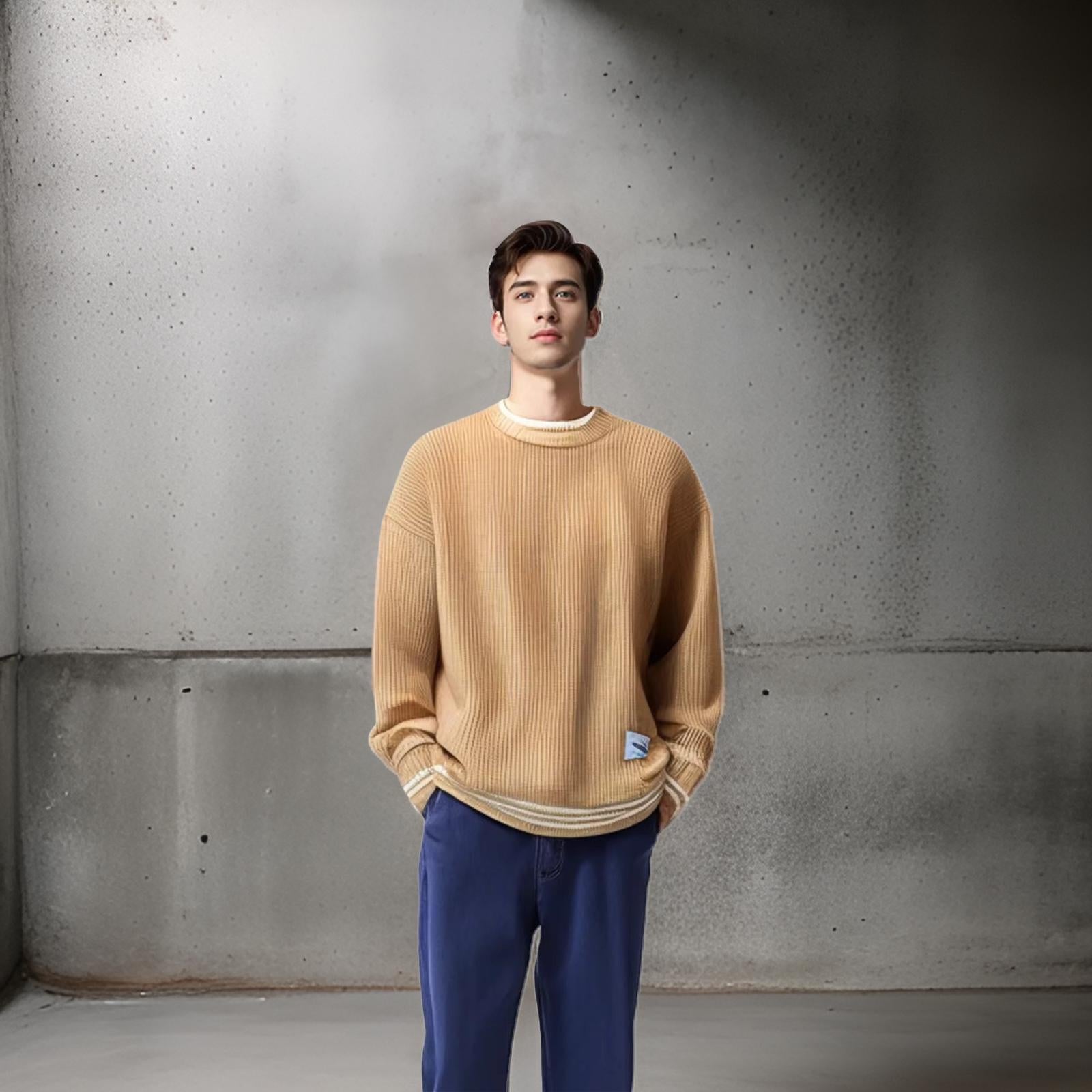 Josephus | Men's Striped Relaxed Fit Sweater - Image 7