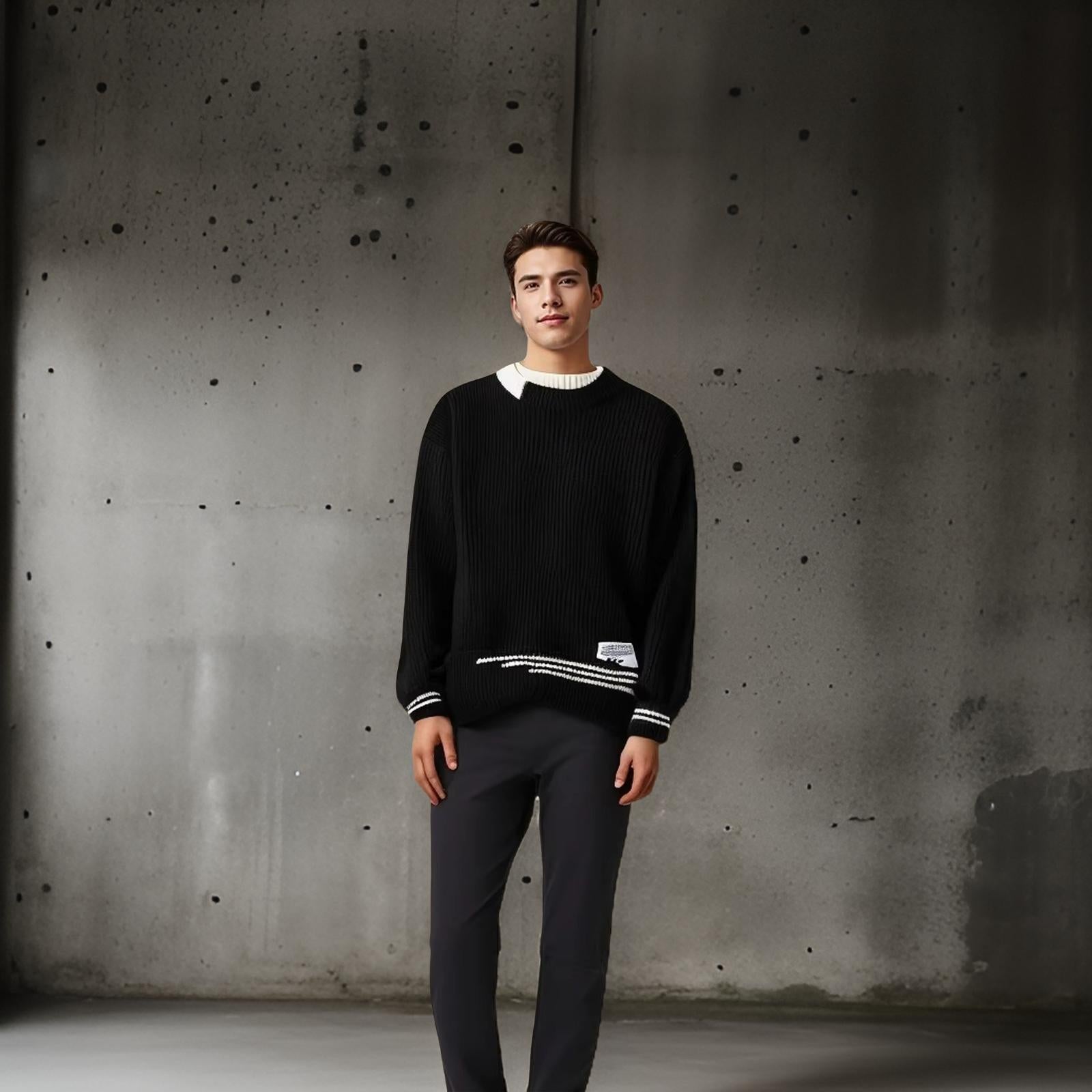 Josephus | Men's Striped Relaxed Fit Sweater - Image 5