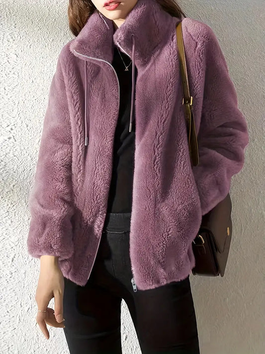 Phoebe | Women's Faux Fur Zip-Up Coat - Image 1