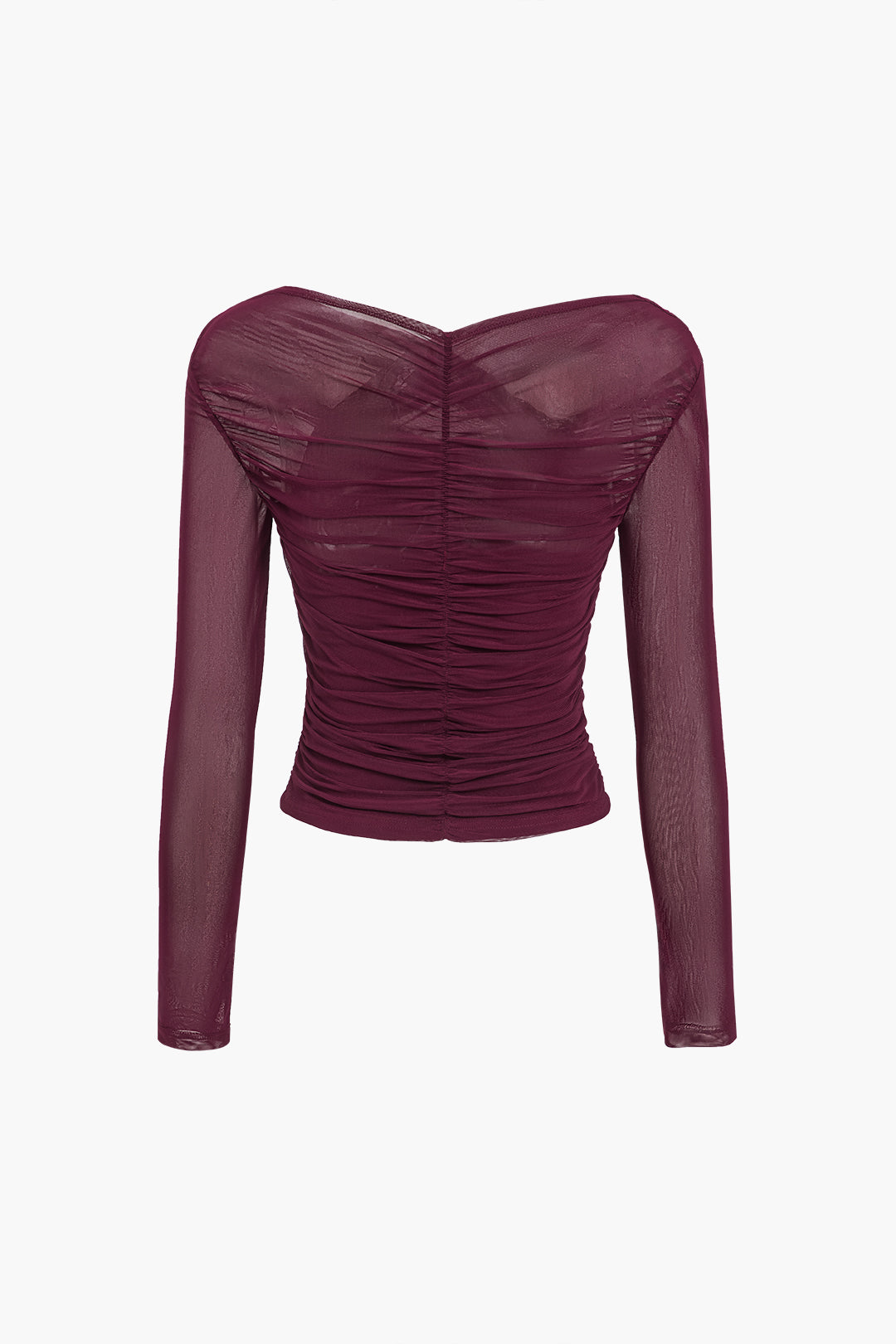 Fern | Women's Ruched Mesh Long Sleeve Top - Image 4