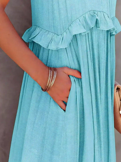 Molly | Elegant Sleeveless Ruffle Trim Dress for Women - Image 23