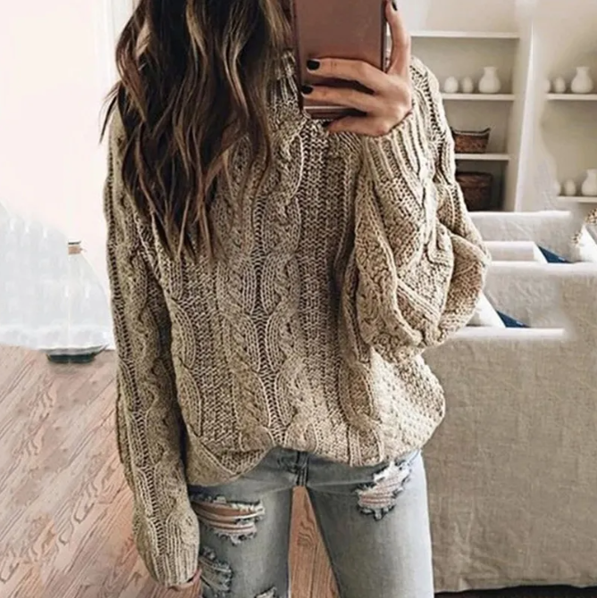 Camille | Women's Off-the-Shoulder Cable Knit Sweater - Image 1