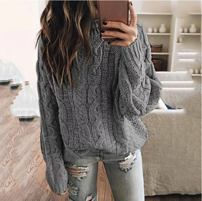 Camille | Women's Off-the-Shoulder Cable Knit Sweater - Image 1