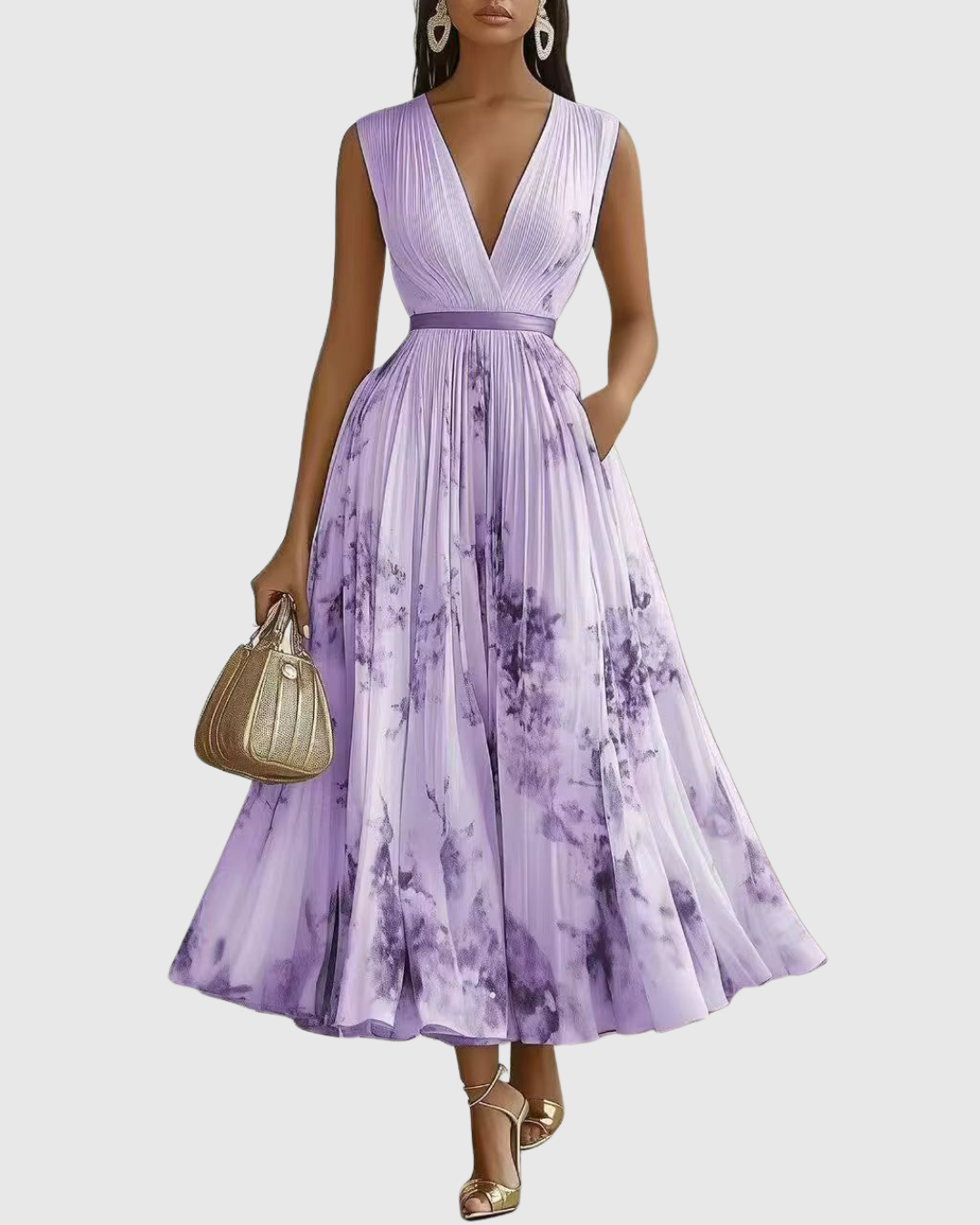 Image of Carla | Women's Sleeveless A-Line Midi Dress